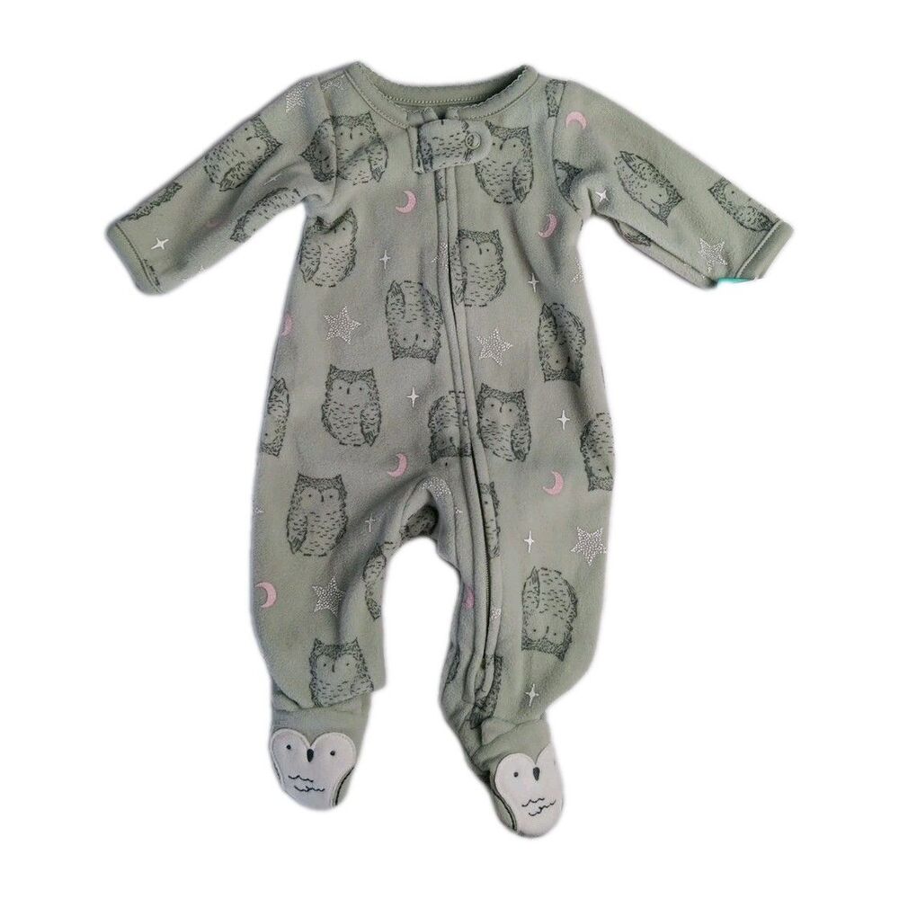 Carters Child Of Mine 2 Way Zipper Preemie Footie Romper Owls New